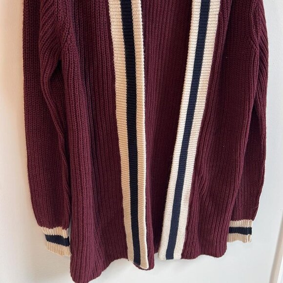 RDI Nordstrom Maroon and Navy Cardigan, Size M New - Picture 3 of 4